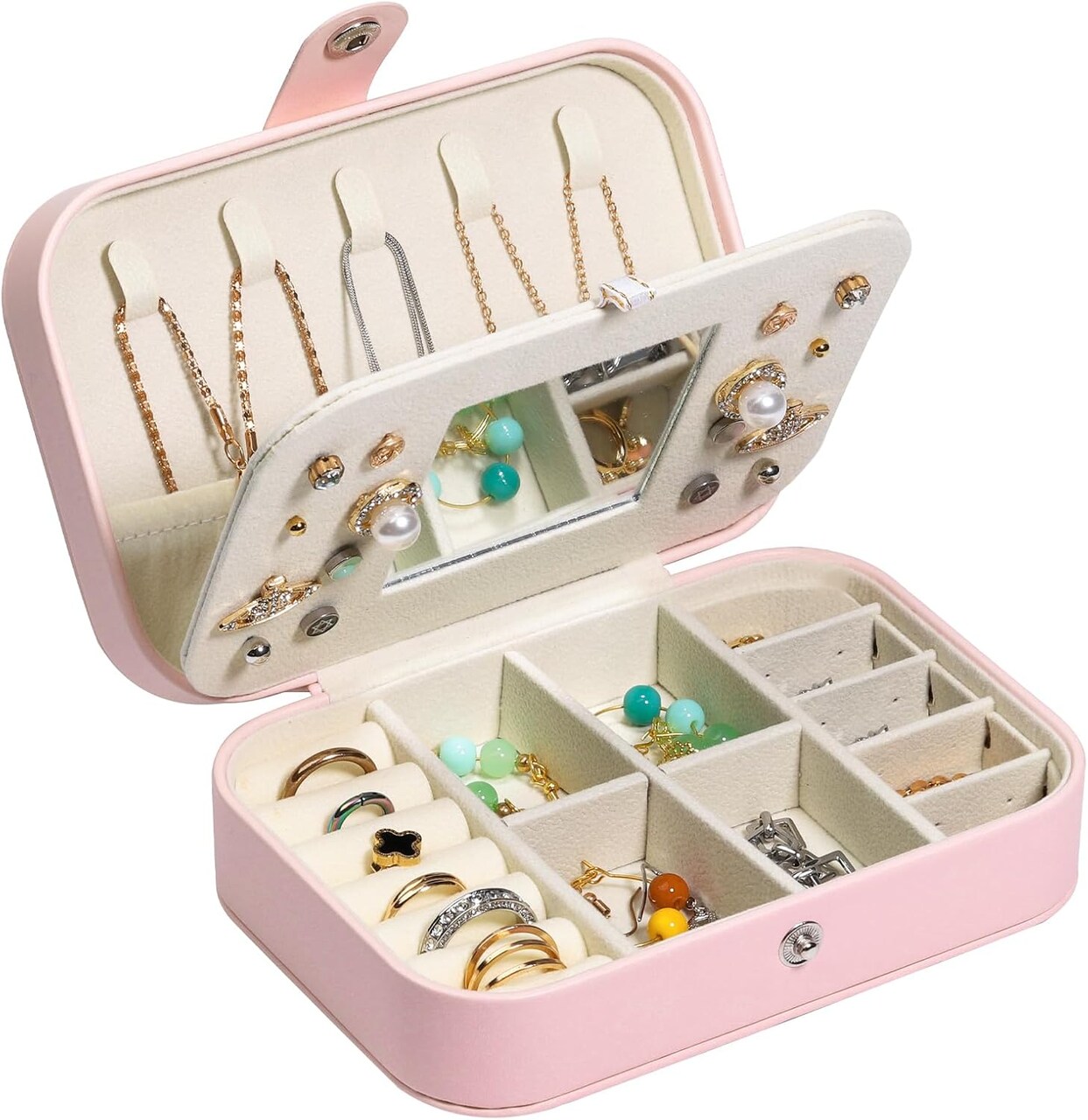 Travel Jewelry Box, Portable Jewelry Case Small Jewelry Organizer Storage Holder Boxes for Bracelets,Necklaces,Earrings,Rings